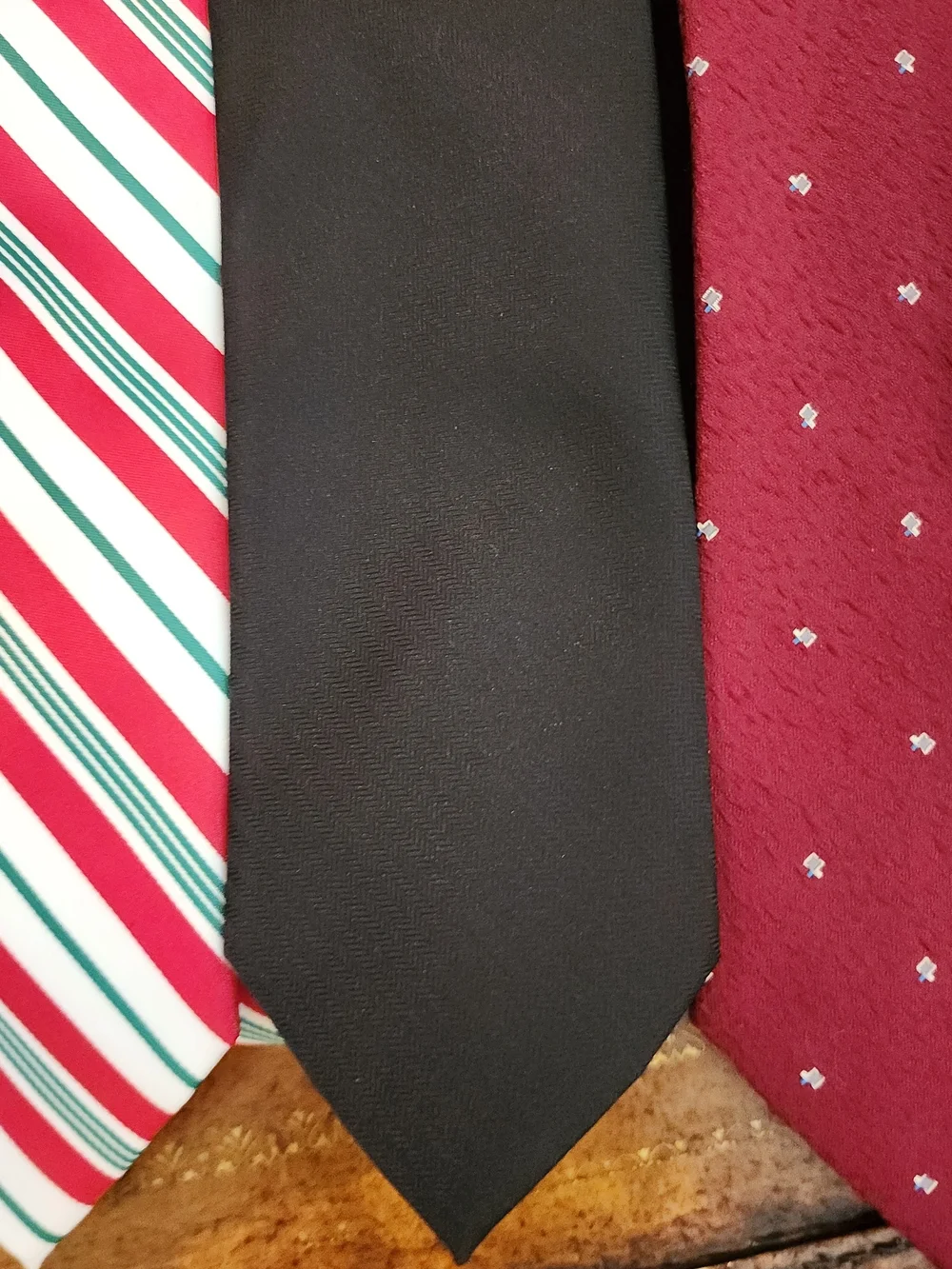 3pc Men’s Tie Lot Bespoke Bellagio George Polyester Striped Black Burgundy